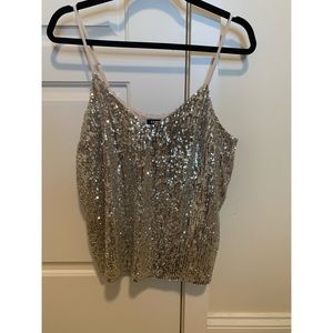 EXPRESS: Silver, sequin tank top